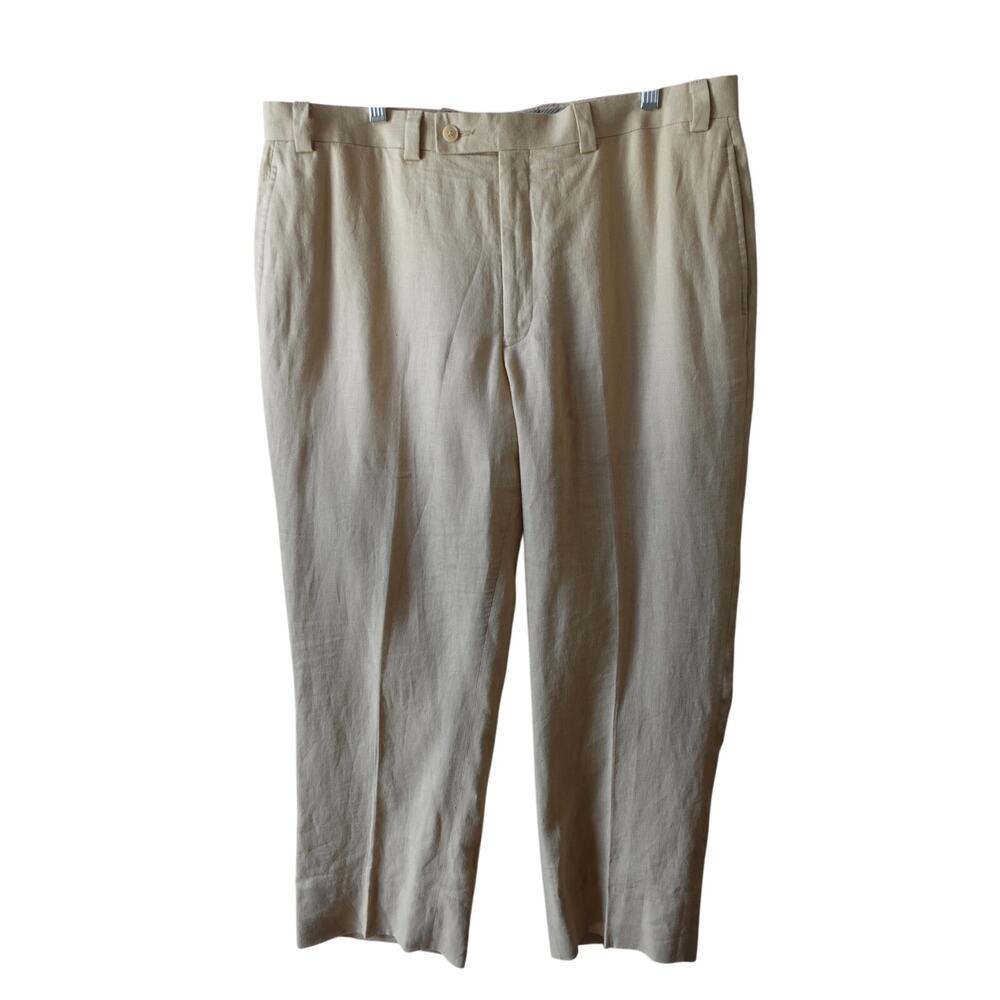 Calvin Klein Mens 100% Linen Pants‎ 36R Natural Pockets Chino Coastal 26" Inseam